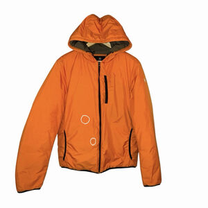 Victorinox Rigton Orange Quilted Puffer Jacket Hooded Mens Sz M Gorpcore Hiking